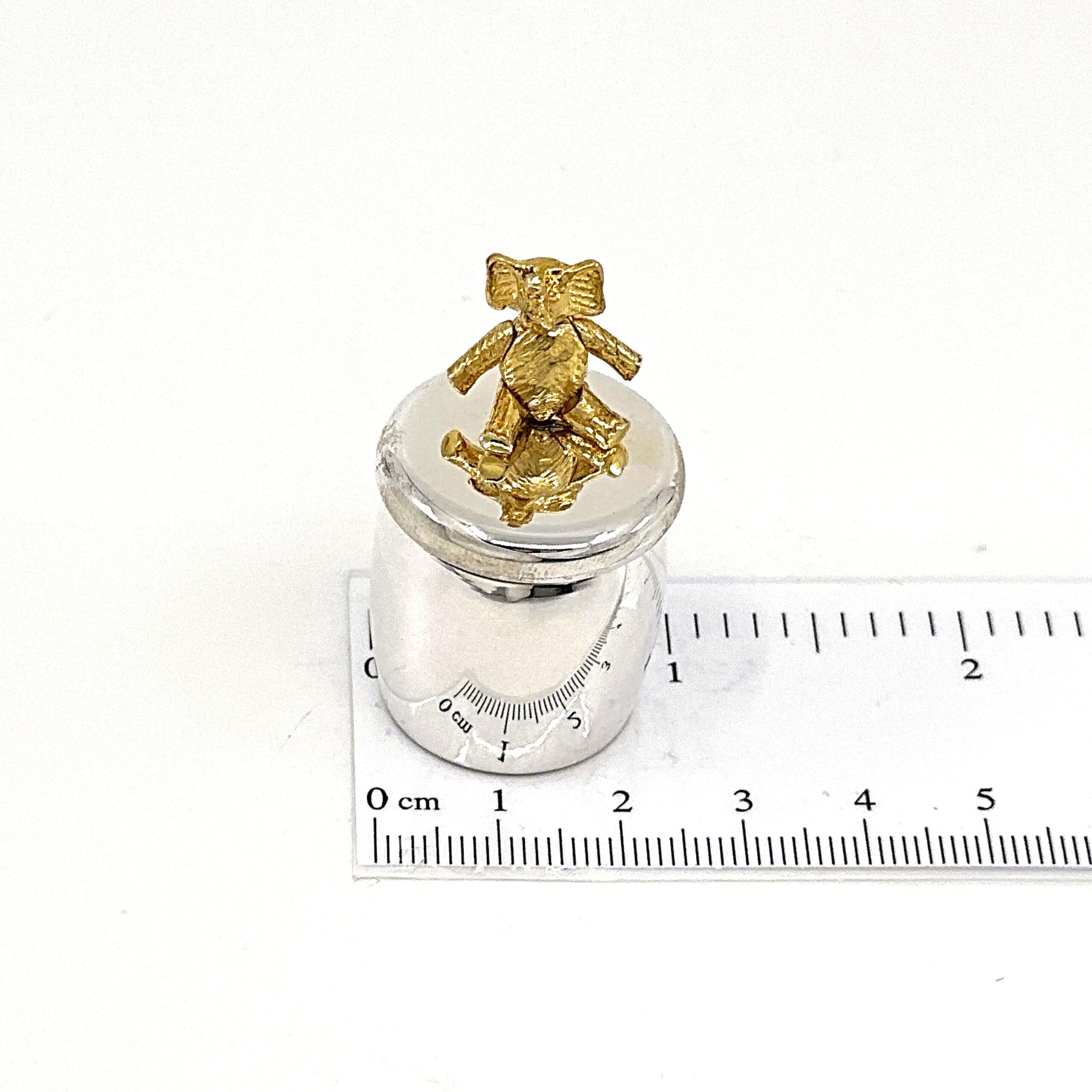 GT2241 (3) Tooth Fairy Box With Gold Plated Moving Elephant Finished In 925 English Hallmarked Sterling Silver