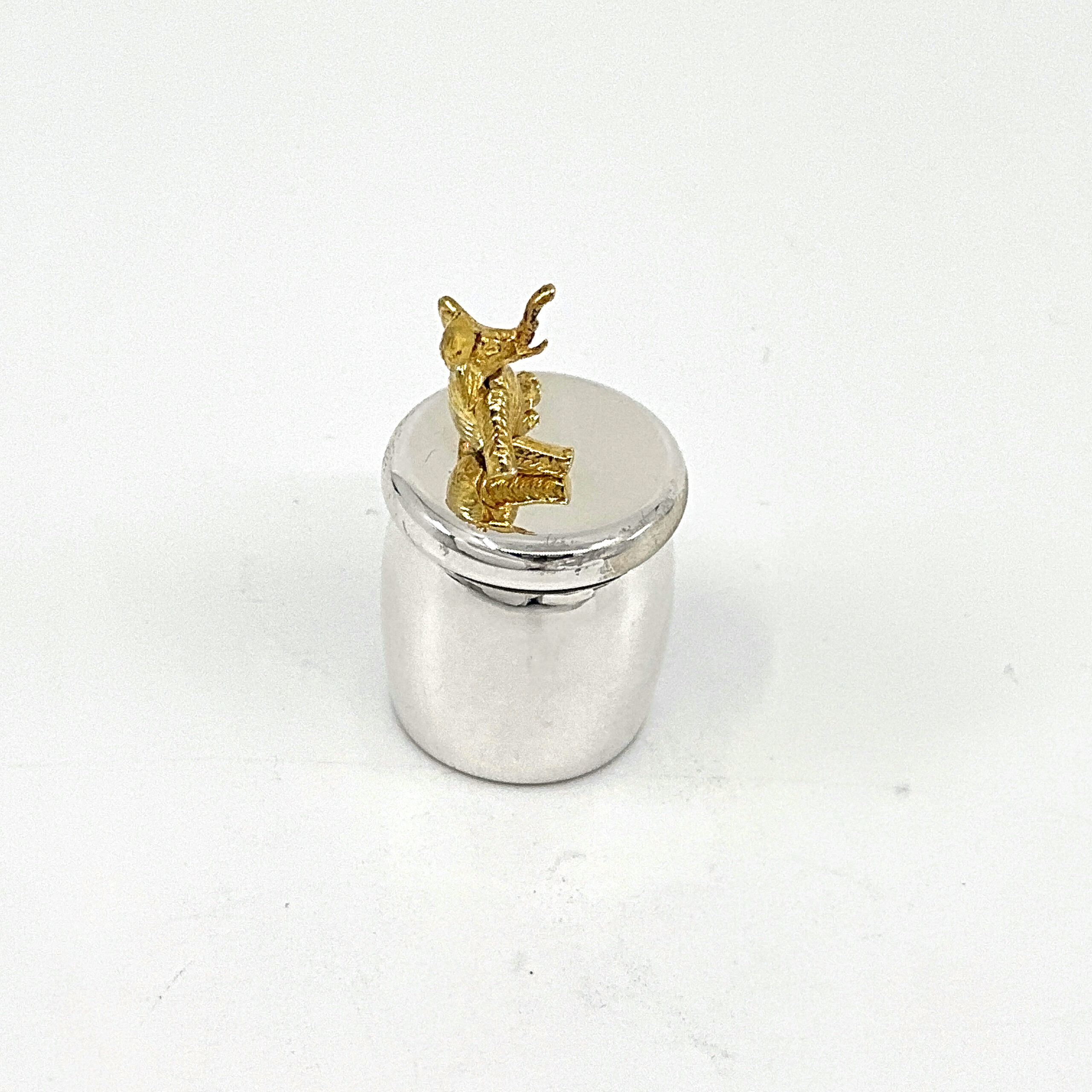 GT2241 (5) Tooth Fairy Box With Gold Plated Moving Elephant Finished In 925 English Hallmarked Sterling Silver