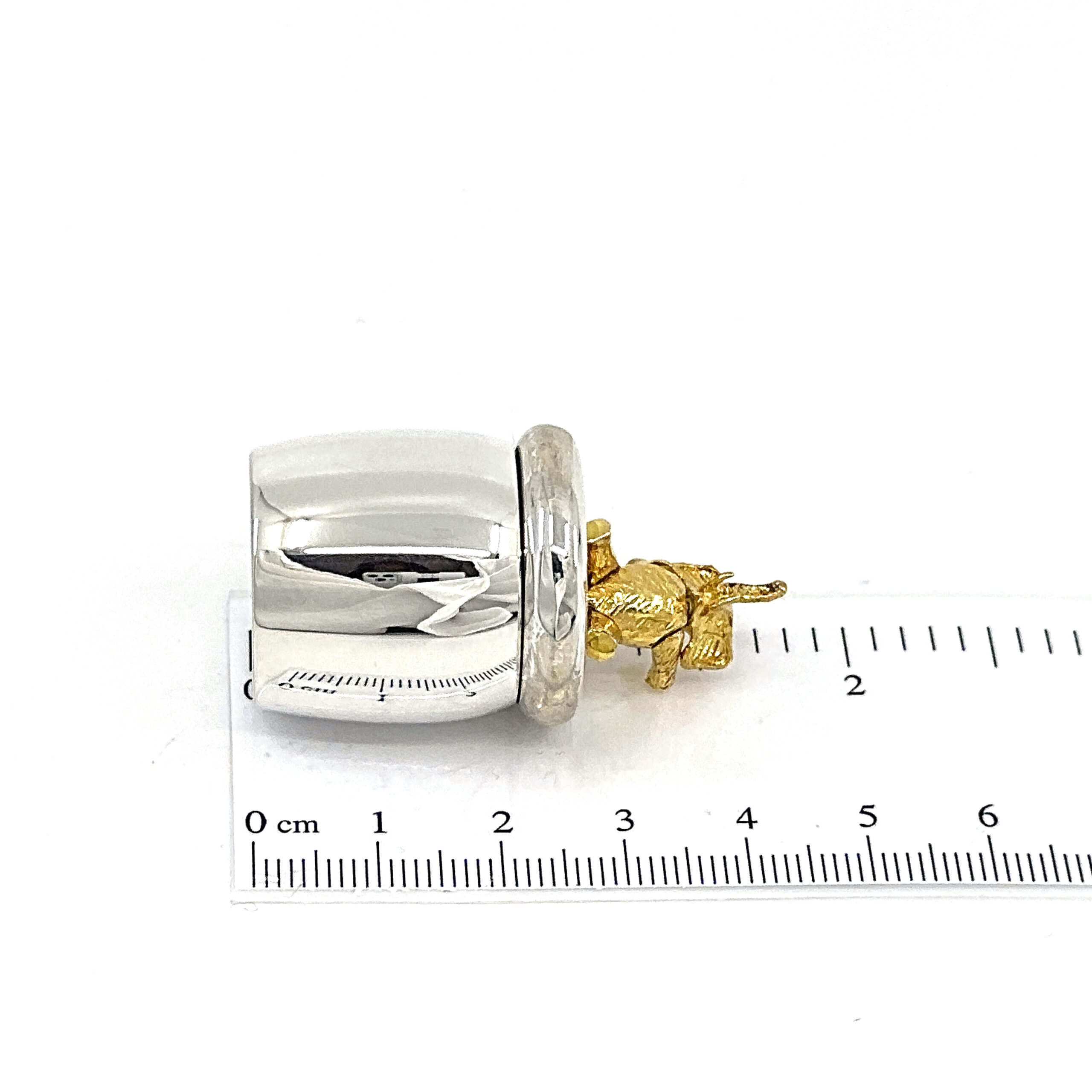 GT2241 (4) Tooth Fairy Box With Gold Plated Moving Elephant Finished In 925 English Hallmarked Sterling Silver