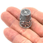 Embossed Thimble Victorian Style With Swirl Pattern Finished In 925 English Hallmarked Sterling Silver