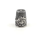 Embossed Thimble Victorian Style With Swirl Pattern Finished In 925 English Hallmarked Sterling Silver