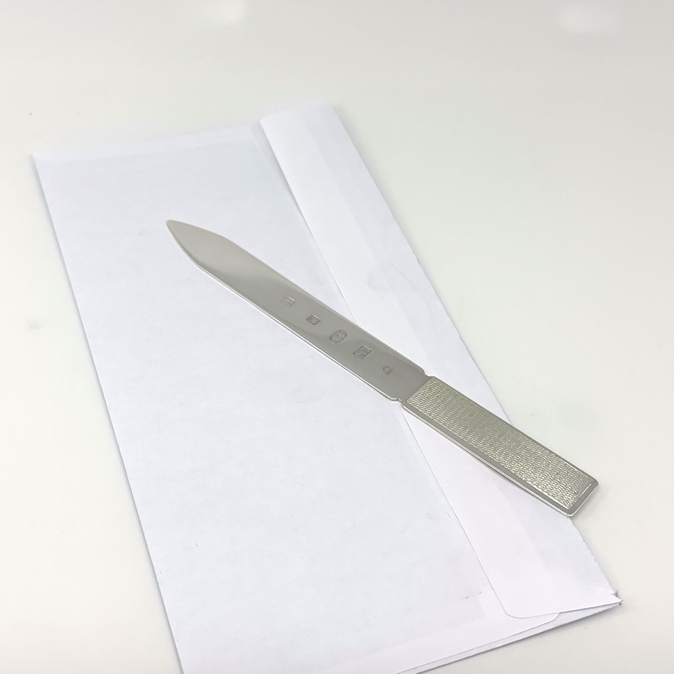 LO402 (5) Engine Turned And Feature Hallmark Paper Knife Letter Opener Finished In 925 English Hallmarked Sterling Silver