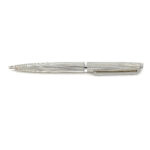 Engine Turned Ballpoint Pen Finished In 925 English Hallmarked Sterling Silver