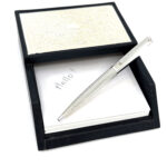 Engine Turned Ballpoint Pen Finished In 925 English Hallmarked Sterling Silver