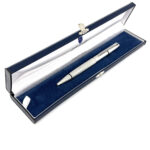 Engine Turned Ballpoint Pen Finished In 925 English Hallmarked Sterling Silver