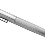 Engine Turned Ballpoint Pen Finished In 925 English Hallmarked Sterling Silver