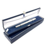 Engine Turned Fountain Pen Finished In 925 English Hallmarked Sterling Silver