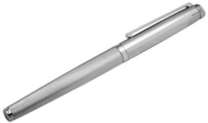 Engine Turned Fountain Pen Finished In 925 English Hallmarked Sterling Silver