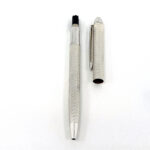 Engine Turned Wave Design Ballpoint Pen Finished In 925 English Hallmarked Sterling Silver