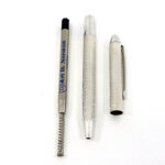 Engine Turned Wave Design Ballpoint Pen Finished In 925 English Hallmarked Sterling Silver