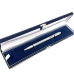 Engine Turned Wave Design Ballpoint Pen Finished In 925 English Hallmarked Sterling Silver