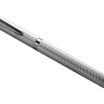 Engine Turned Wave Design Ballpoint Pen Finished In 925 English Hallmarked Sterling Silver