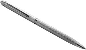 Engine Turned Wave Design Ballpoint Pen Finished In 925 English Hallmarked Sterling Silver