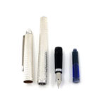 Engine Turned Wave Design Fountain Pen Finished In 925 English Hallmarked Sterling Silver