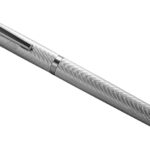 Engine Turned Wave Design Fountain Pen Finished In 925 English Hallmarked Sterling Silver