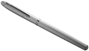 Engine Turned Wave Design Fountain Pen Finished In 925 English Hallmarked Sterling Silver