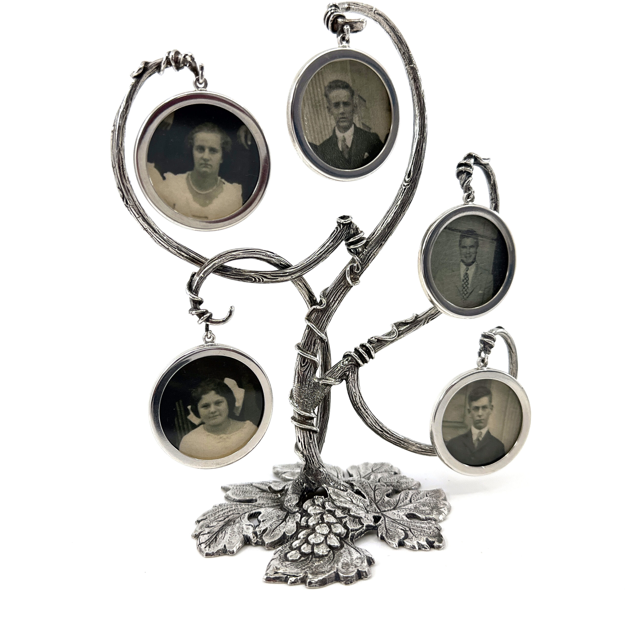 GT49 (8) Family Tree Miniature Photo Frame Holder Victorian Style Finished In 925 English Hallmarked Sterling Silver