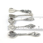Five Piece Victorian Style Salt And Mustard Spoon Set, finished in 925 English Hallmarked Sterling Silver 2 Five Piece Victorian Style Salt And Mustard Spoon Set, finished in 925 English Hallmarked Sterling Silver
