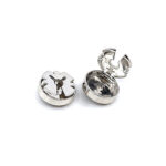 Fleur De Lys Button Covers With Black Enamel finished in 925 English Hallmarked Sterling Silver