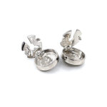 Fleur De Lys Button Covers With Black Enamel finished in 925 English Hallmarked Sterling Silver