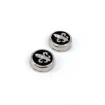 Fleur De Lys Button Covers With Black Enamel finished in 925 English Hallmarked Sterling Silver