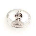 Fleur de Lys on Oval Pill Box, Finished In 925 English Hallmarked Sterling Silver 6 Fleur de Lys on Oval Pill Box, Finished In 925 English Hallmarked Sterling Silver