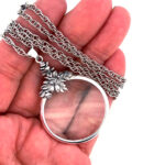 Floral Magnifying Glass Pendant On Chain, Finished In 925 English Hallmarked Sterling Silver 3 Floral Magnifying Glass Pendant On Chain, Finished In 925 English Hallmarked Sterling Silver