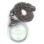 Floral Magnifying Glass Pendant On Chain, Finished In 925 English Hallmarked Sterling Silver 4 Floral Magnifying Glass Pendant On Chain, Finished In 925 English Hallmarked Sterling Silver