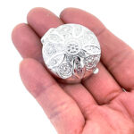 Floral Round Domed Pill Box Victorian Style, finished in 925 English Hallmarked Sterling Silver 3 Floral Round Domed Pill Box Victorian Style, finished in 925 English Hallmarked Sterling Silver