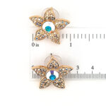 Flower Stud Earrings With Enamel And Sparkling Czech Crystals | Gold Plated