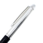 Fountain Pen With Black Acrylic And Engine Turned Finish In 925 English Hallmarked Sterling Silver