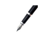 Fountain Pen With Black Acrylic And Engine Turned Finish In 925 English Hallmarked Sterling Silver