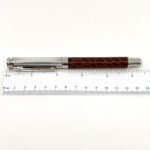Fountain Pen With Brown Leather Detail Finished In 925 English Hallmarked Sterling Silver