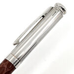 Fountain Pen With Brown Leather Detail Finished In 925 English Hallmarked Sterling Silver