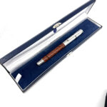 Fountain Pen With Brown Leather Detail Finished In 925 English Hallmarked Sterling Silver