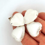 Four Part Heart Family Locket In Victorian Style, Finished In 925 English Hallmarked Sterling Silver 4 Four Part Heart Family Locket In Victorian Style, Finished In 925 English Hallmarked Sterling Silver