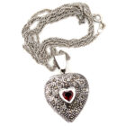 Four Part Heart Locket Set With Marcasite And Garnet, Finished In 925 English Hallmarked Sterling Silver 8 Four Part Heart Locket Set With Marcasite And Garnet, Finished In 925 English Hallmarked Sterling Silver