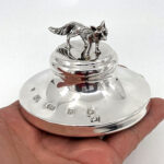 Fox Paperweight Finished In 925 English Hallmarked Sterling Silver
