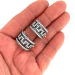 Greek Key Design Clip On Earrings With Crystal Detail Finished In 925 English Hallmarked Sterling Silver