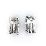 Greek Key Design Clip On Earrings With Crystal Detail Finished In 925 English Hallmarked Sterling Silver