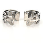 Greek Key Design Clip On Earrings With Crystal Detail Finished In 925 English Hallmarked Sterling Silver