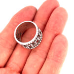 Greek Key Design Ring Set With Czech Crystals Finished In 925 English Hallmarked Sterling Silver