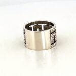 Greek Key Design Ring Set With Czech Crystals Finished In 925 English Hallmarked Sterling Silver