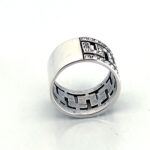 Greek Key Design Ring Set With Czech Crystals Finished In 925 English Hallmarked Sterling Silver