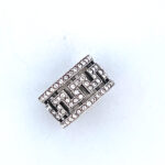 Greek Key Design Ring Set With Czech Crystals Finished In 925 English Hallmarked Sterling Silver
