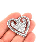 Heart Bookmark Victorian Style With Floral Embossed Design Finished In 925 English Hallmarked Sterling Silver