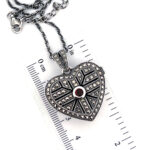 Heart Locket Set With Garnet And Marcasite, Finished In 925 English Hallmarked Sterling Silver 2 Heart Locket Set With Garnet And Marcasite, Finished In 925 English Hallmarked Sterling Silver