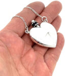 Heart Perfume Bottle Pendant With Funnel In Victorian Style On Trace Chain, Finished In 925 English Hallmarked Sterling Silver