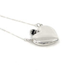 Heart Perfume Bottle Pendant With Funnel In Victorian Style On Trace Chain, Finished In 925 English Hallmarked Sterling Silver