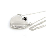 Heart Perfume Bottle Pendant With Funnel In Victorian Style On Trace Chain, Finished In 925 English Hallmarked Sterling Silver